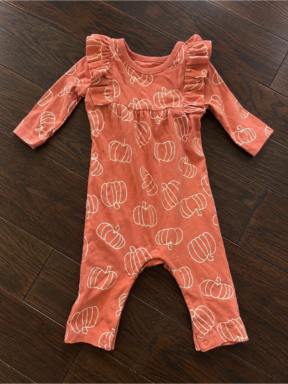 Cat & Jack Pumpkin Ruffle Romper – 0-3M